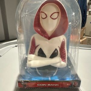 Spider-man White Coin Bank by Marvel 6.5" High